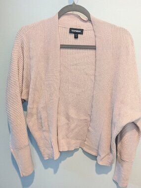 Express Blush Pink Open Front Dolman Sleeve Ribbed Cardigan Sweater
